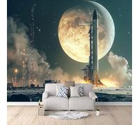 Carta Da Parati Effetto 3D Lancio Di Razzi 250x175 cm Fotomurali Non Tessuto, Vista Notturna Decorazione Poster Arte Murale Moderna per Casa Ufficio Camera Da Letto Soggiorno.
