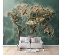 Carta Da Parati Effetto 3D Le Placche Terrestri 300x256 cm Fotomurali Non Tessuto, Mappa Del Mondo Decorazione Poster Arte Murale Moderna per Casa Ufficio Camera Da Letto Soggiorno.