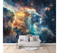 Carta Da Parati Effetto 3D Leone 150x105 cm Fotomurali Non Tessuto, Animali Della Galassia Decorazione Poster Arte Murale Moderna per Casa Ufficio Camera Da Letto Soggiorno.