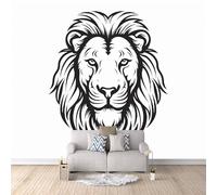Carta Da Parati Effetto 3D Leone 150x105 cm Fotomurali Non Tessuto, Linee Bianche E Nere Decorazione Poster Arte Murale Moderna per Casa Ufficio Camera Da Letto Soggiorno.
