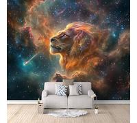 Carta Da Parati Effetto 3D Leone 200x140 cm Fotomurali Non Tessuto, Animali Stellari Decorazione Poster Arte Murale Moderna per Casa Ufficio Camera Da Letto Soggiorno.