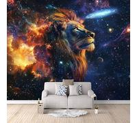 Carta Da Parati Effetto 3D Leone 200x140 cm Fotomurali Non Tessuto, Animali Stellari Decorazione Poster Arte Murale Moderna per Casa Ufficio Camera Da Letto Soggiorno.