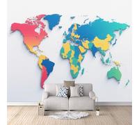Carta Da Parati Effetto 3D Mappa Del Tempo 250x175 cm Fotomurali Non Tessuto, Le Placche Terrestri Decorazione Poster Arte Murale Moderna per Casa Ufficio Camera Da Letto Soggiorno.