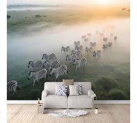 Carta Da Parati Effetto 3D Migrazione Delle Zebre 250x175 cm Fotomurali Non Tessuto, Prateria Decorazione Poster Arte Murale Moderna per Casa Ufficio Camera Da Letto Soggiorno.