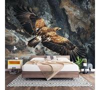 Carta da Parati Effetto 3d Modello di Aquila Reale Animale Decorazione Murale Panoramica Poster da Parete per Soggiorno Ufficio, Nero Fotomurali in TNT Antimuffa e Antistrappo 250x175 cm