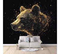 Carta Da Parati Effetto 3D Orso Bruno Starlight 300x256 cm Fotomurali Non Tessuto, Animale Decorazione Poster Arte Murale Moderna per Casa Ufficio Camera Da Letto Soggiorno.