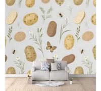 Carta Da Parati Effetto 3D Patata Dei Cartoni Animati 300x256 cm Fotomurali Non Tessuto, Fiori D'ape Decorazione Poster Arte Murale Moderna per Casa Ufficio Camera Da Letto Soggiorno.