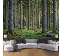 Carta Da Parati Effetto 3D Pineta Prateria 200×140cm Fotomurali Non Tessuto, Denso Pianta Decorazione Poster Arte Murale Moderna per Casa Ufficio Camera Da Letto Soggiorno Verde