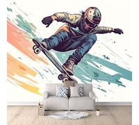 Carta Da Parati Effetto 3D Ragazzo Dello Skateboard 250x175 cm Fotomurali Non Tessuto, Graffiti Decorazione Poster Arte Murale Moderna per Casa Ufficio Camera Da Letto Soggiorno.