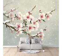 Carta Da Parati Effetto 3D Ramo Di Fiori 150x105 cm Fotomurali Non Tessuto, Stile Cinese Decorazione Poster Arte Murale Moderna per Casa Ufficio Camera Da Letto Soggiorno.