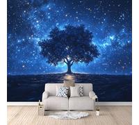Carta Da Parati Effetto 3D Scena Notturna Nella Foresta 150x105cm Fotomurali Non Tessuto,Galassia Del Cielo Stellato Decorazione Poster Arte Murale Moderna per Casa Ufficio Camera Da Letto Soggiorno.