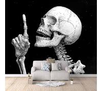Carta Da Parati Effetto 3D Scheletro 150x105 cm Fotomurali Non Tessuto, Decorazione Poster Arte Murale Moderna per Casa Ufficio Camera Da Letto Soggiorno.