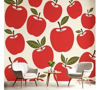 Carta Da Parati Effetto 3D Semplice Apple 450×315cm Fotomurali Non Tessuto, Retro Frutta Decorazione Poster Arte Murale Moderna per Casa Ufficio Camera Da Letto Soggiorno Beige