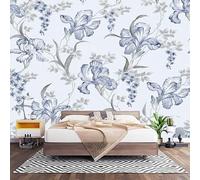 Carta da Parati Effetto 3d Stampa di Ibisco Blu Decorazione Murale Panoramica Poster da Parete per Soggiorno Ufficio, Azzurro Chiaro Fotomurali in TNT Antimuffa e Antistrappo 450x315 cm