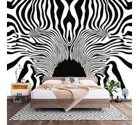Carta da Parati Effetto 3d Strisce di Zebra Astratte Decorazione Murale Panoramica Poster da Parete per Soggiorno Ufficio, In Bianco E Nero Fotomurali in TNT Antimuffa e Antistrappo 250x175 cm