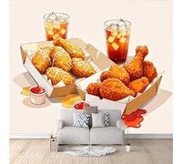 Carta Da Parati Effetto 3D Succo Di Pollo Fritto 150x105 cm Fotomurali Non Tessuto, Decorazione Poster Arte Murale Moderna per Casa Ufficio Camera Da Letto Soggiorno.
