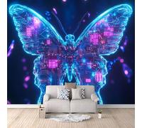 Carta Da Parati Effetto 3D Tecnologia Farfalla 250x175 cm Fotomurali Non Tessuto, Cyberpunk Decorazione Poster Arte Murale Moderna per Casa Ufficio Camera Da Letto Soggiorno.