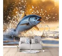 Carta Da Parati Effetto 3D Tonno 250x175 cm Fotomurali Non Tessuto, Lago Decorazione Poster Arte Murale Moderna per Casa Ufficio Camera Da Letto Soggiorno.