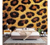 Carta da Parati Effetto 3d Trama di Leopardo Animale Decorazione Murale Panoramica Poster da Parete per Soggiorno Ufficio, Oro Fotomurali in TNT Antimuffa e Antistrappo 450x315 cm