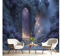 Carta Da Parati Effetto 3D Valle Misteriosa 400X280Cm Fotomurali Seta Blu Viola, Decorazione Poster Arte Murale Arco Della Fantasia Per Casa Ufficio Camera Da Letto Soggiorno