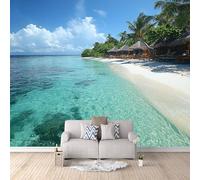 Carta Da Parati Effetto 3D Vista Mare 250x175 cm Fotomurali Non Tessuto, Spiaggia Della Foresta Decorazione Poster Arte Murale Moderna per Casa Ufficio Camera Da Letto Soggiorno.
