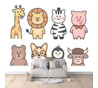 Carta Da Parati Effetto 3D Zebra Di Moda Dei Cartoni Animati 500x280 cm Fotomurali Non Tessuto, Maiale Giraffa Decorazione Poster Arte Murale Moderna per Casa Ufficio Camera Da Letto Soggiorno.