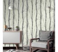 Betulla Albero Foresta Brillantini Argento Riflessi Erismann Panna 5433-47