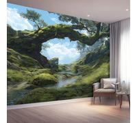 Carta Da Parati Fantasia Alberi Verdi Vecchi Ruscelli 300 X 210 Cm Vello Sfondo Murale Xxl Moderne Decorazione Grande Sfondo Per Tv Soggiorno Camera De Letto Sala Ufficio