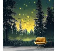 Carta Da Parati Fantasia Foresta Panoramica 3D Non Tessuto - Lucciole Che Danzano Nella Foresta Fotomurale Per Soggiorno, Camera Da Letto, Ufficio, Poster Gigante Design Moderno 400 X 280 Cm