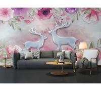 Carta da Parati Fiore Di Inchiostro Rosa Carta da Parati Bambini Camera da Letto Adulto Soggiorno Cucina TV Sfondo Tessuto di Seta Decorazione Senza Colla 336x238cm
