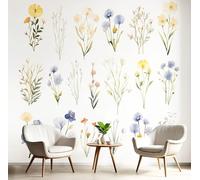 Carta Da Parati Fiori Selvatici Disegnati A Mano 350×256Cm Carta Da Parati In Tessuto Di Seta, Minimalismo Adatto Per Soggiorno, Camera Letto, Cucina, Per Ufficio Pareti Decorazione Murale Bianco