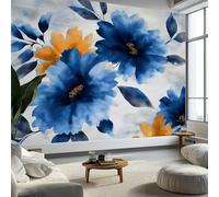 Carta da parati floreale astratta botanica 200 x 140 cm, blu chiaro, murales per camera da letto, soggiorno, cameretta dei bambini, decorazione artistica da parete art deco - carta da parati