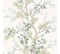 Carta Da Parati Floreale Bridget Crema Verde Ramo Foliage Botanico Belgravia 750