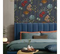 Carta da Parati Floreale Colorato Legno Dosatori Blu / Multi Botanist Belgravia