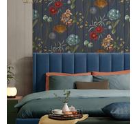 Carta da Parati Floreale Colorato Legno Dosatori Blu / Multi Botanist Belgravia