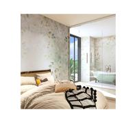 Carta da parati floreale con foglie Poesia su misura - Rimura - Tessuti: Ecowall PVC free lino - WP04, Colori: AP102-1 verde