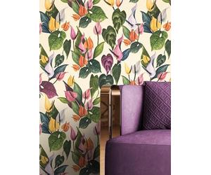 Carta da parati floreale | Design naturale e moderno | Effetto 3D, per soggiorno, camera da letto o da cucina con guida inclusa con consigli pratici per la tappezzeria (lingua italiana non garantita).