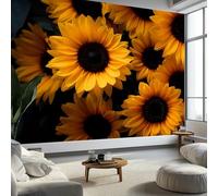 Carta da parati floreale elegante con piante di girasole 300 x 210 cm, carta da parati gialla per camera da letto, soggiorno, cameretta dei bambini, decorazione artistica da parete in stile Art Deco