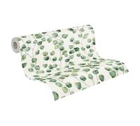 Carta Da Parati Floreale Greenery A.S. Création Carta da parati tessuto non tessuto 10.05 m x 0.53 m Verde Bianco Prodotto in Germania 370441 37044-1