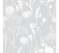 Catherine Lansfield Carta da parati floreale Meadowsweet bianco/grigio