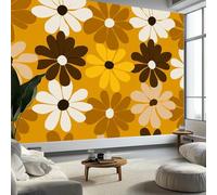 Carta da parati floreale vintage margherita per soggiorno gialla murale arte per camera da letto decorazione poster - non tessuto Premium Art Print Fleece Photo Wallpaper 300 x 210 cm