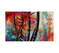 Carta da Parati Foglia Circolo Rosso Carta da Parati Bambini Camera da Letto Soggiorno Cucina TV Sfondo Tessuto di Seta Decorazione Senza Colla Facile da Installare 210x140cm