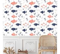 carta da parati foglie 44x500Lcm Pesci Colorati Dei Cartoni Animati carta da parati adesiva muro bambini Copertura facile da applicare per superfici lisce o irregolari,perfetta per ogni stanza Z262855