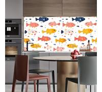 carta da parati foglie 44x500Lcm Pesci Colorati Dei Cartoni Animati carta da parati adesiva muro bambini Copertura facile da applicare per superfici lisce o irregolari,perfetta per ogni stanza Z262831