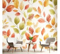 Carta da parati Foglie Ad Acquerello Fotografica in Seta Belle Foglie Autunnali Sfondo Murale XXL Decorazione da Parete per Soggiorno Camera De Letto Sala Ufficio Studio, 250x175cm, Arancia