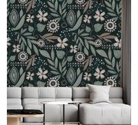 Carta da Parati Foglie Verde Scuro Carta da Parati Adesiva Mobili per Camera Soggiorno Cucina Decorazione PVC Impermeabile Facile da Pulire Wall Paper Autoadesivo 40x120 cm/ 2 rotoli