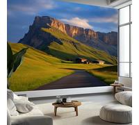 Carta da parati Foto Dolomiti Italia Paesaggio 350 x 256 cm Murales Grande TV Sfondo Wall Art - Decorazione murale verde blu per soggiorno camera da letto poster artistico di lusso rivestimento murale
