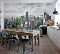 King Size New York Carta da Parati Fotografica 368x254cm Nero Profilo Muro Con