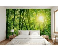 Carta Da Parati Foto Verde Botanica Bamboo Per Camera Da Letto 151x102In