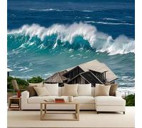 Carta da Parati Fotografica 150x105 cm Mare Onde Oceano Tempesta Paesaggio Effetti 3D Murale Moderna Non Tessuto Opaco Poster da Parete Per Camera da Letto Soggiorno Ufficio Decorazione Domestica